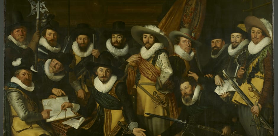 Archers of Wijk VIII under captain Albert Coenraetsz. Burgh and lieutenant Pieter Evertsz. Hulft, 1625. By painter: Werner Jacobsz. van den Valckert.