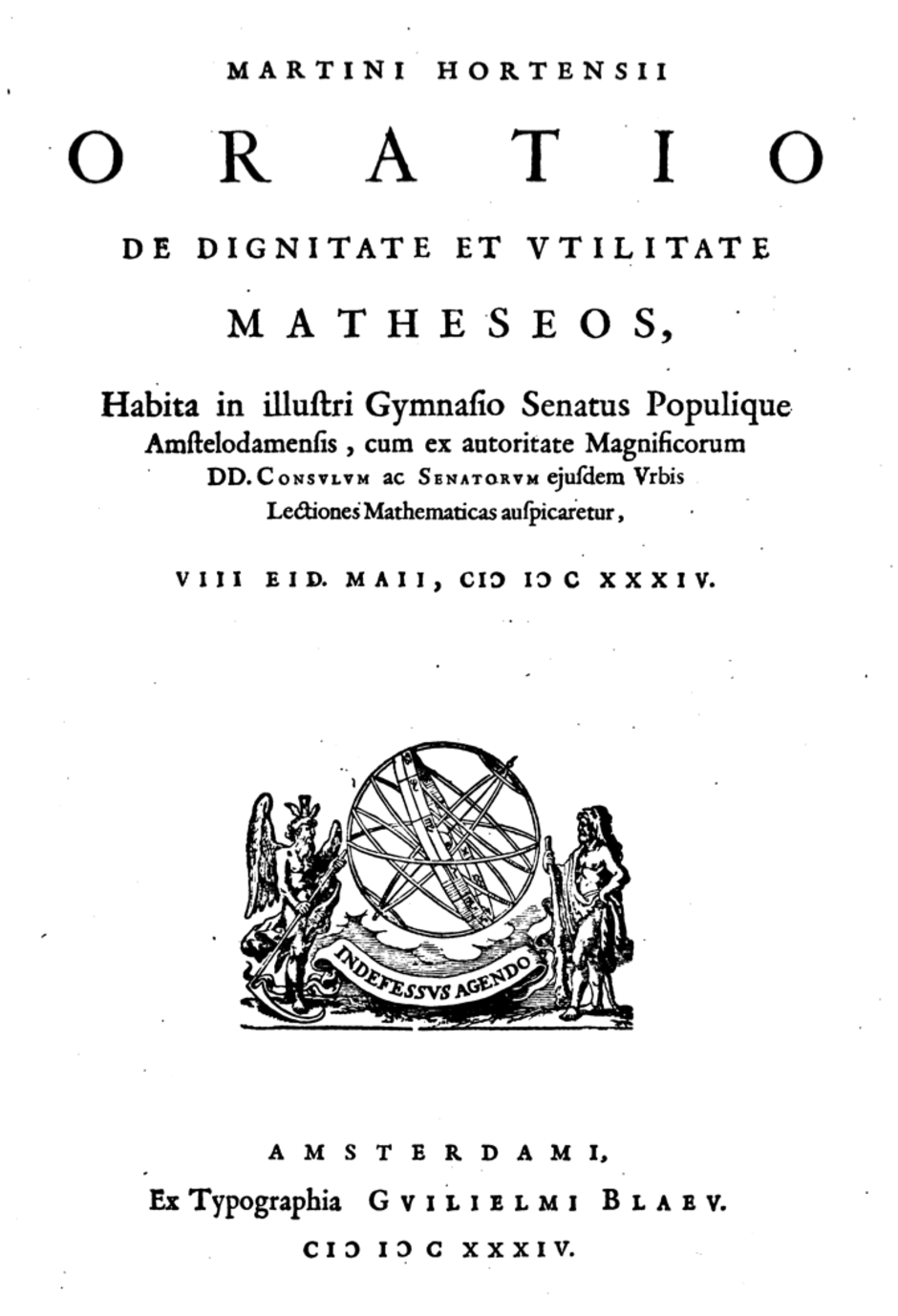 Voorblad oratie Martinus Hortensius, 1634