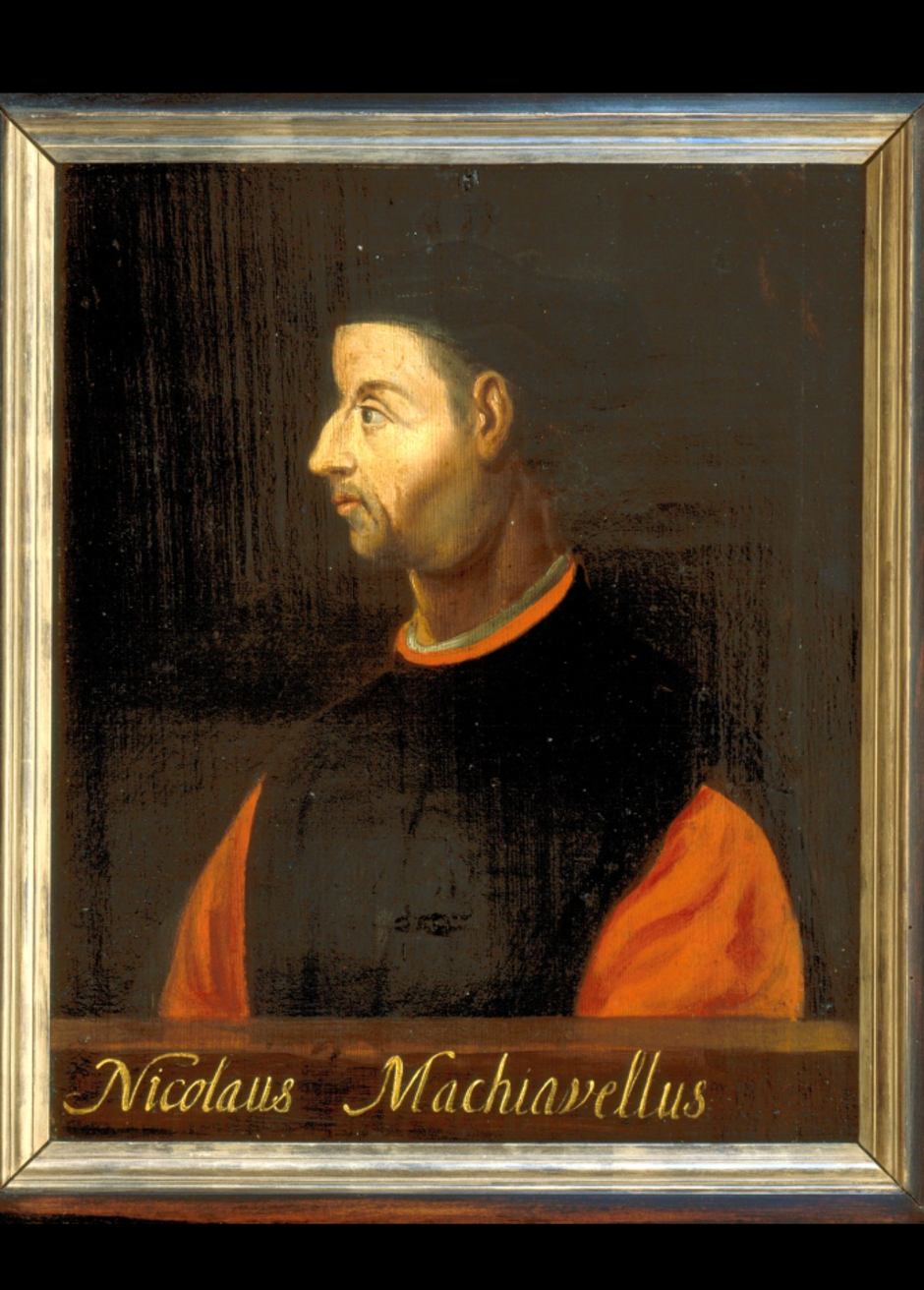 Schilderij van de Italiaans humanist en politicus Niccolo Machiavelli (1469-1527) uit de Van Papenbroeck-collectie.
