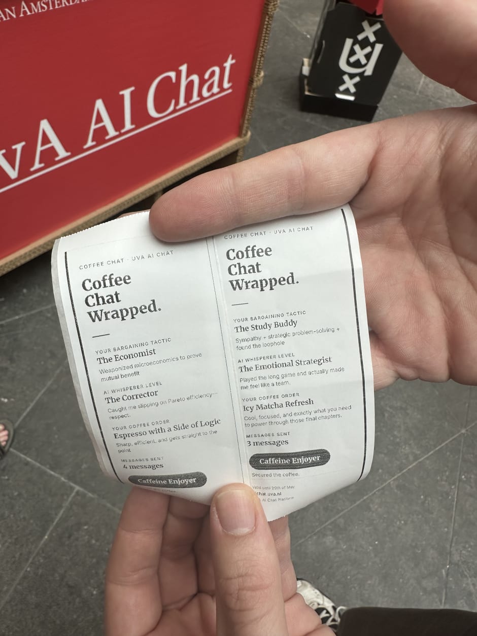 Met een gepersonaliseerd bonnetje kan koffie worden gehaald