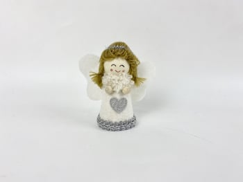 Engel m/ sølv hjerte 8,5 cm