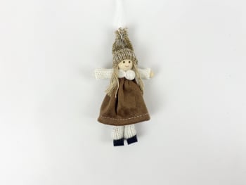 Hengepynt nissejente m/brun kjole 11 cm