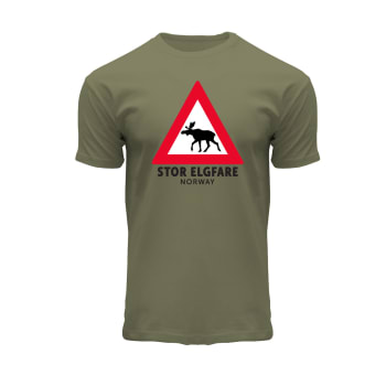 T-skjorte stor elgfare oliven