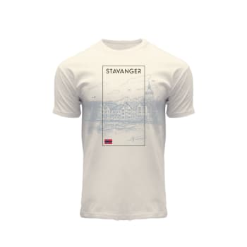 T-skjorte Stavanger pen sketch off-white