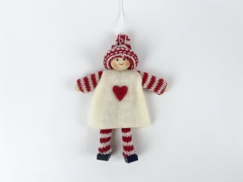 Hengepynt nissegutt striper m/rød hjerte 15 cm