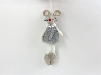 Hengepytn mus m/grå kjole dinglebein 22 cm