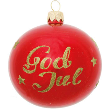 Kule God Jul rød shiny 8cm