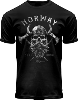T-skjorte Viking Skull Beard black