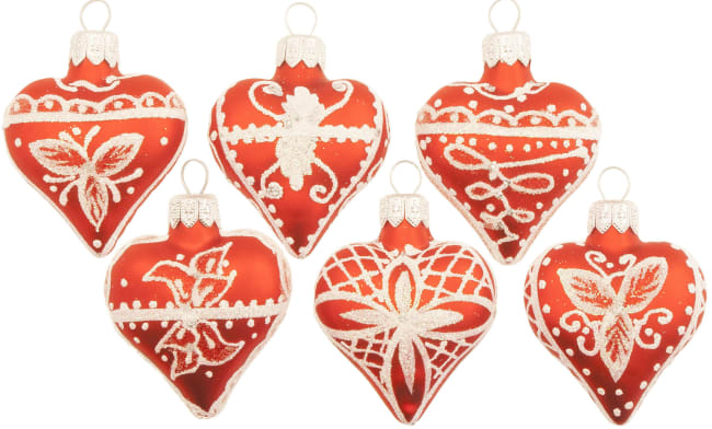 Hjerte brodert lite rød/hvit