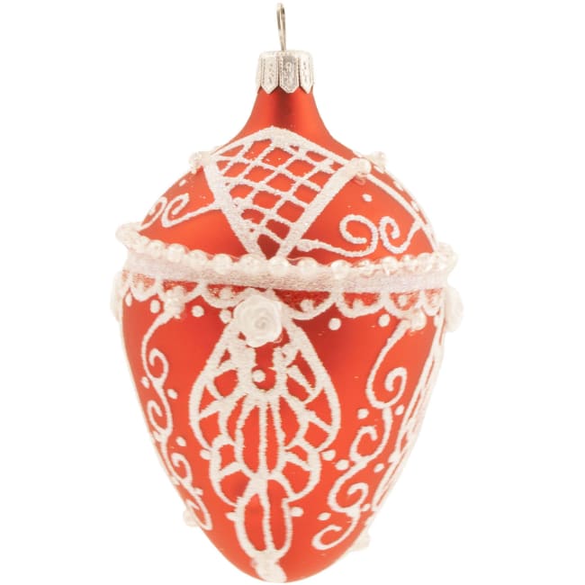 Egg brodert medium rød/hvit