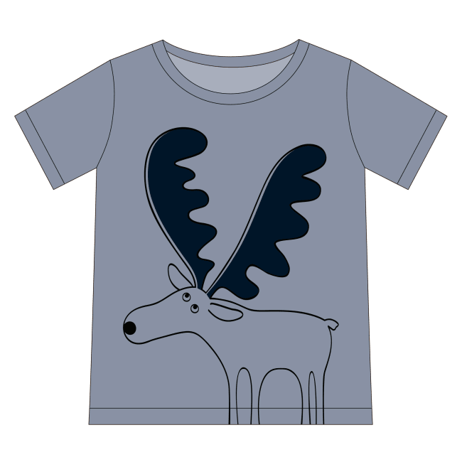 Barne T-skjorte Elg - Rosa | Mint | Grå | Mørkeblå