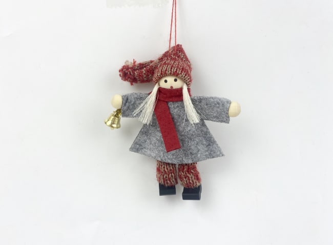 Nissejente m/rødt skjerf og bjelle 11cm