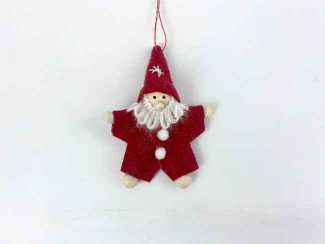 Nisse rød m/dusker og stjerne på lue 9cm