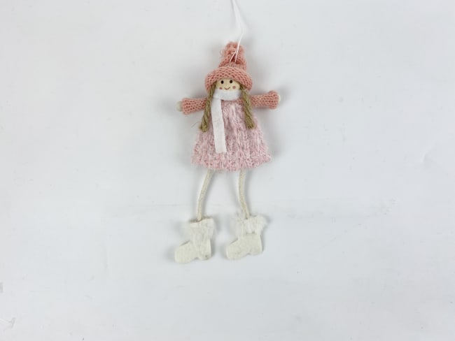 Hengepynt engel pudderrosa dinglebein 16,5 cm