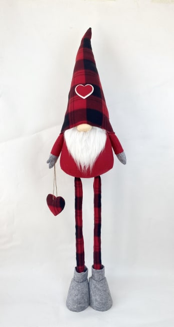 Nissefar rød m/rutete lue hjerte 83-130 cm