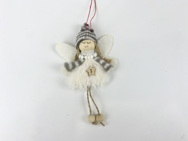 Hengepynt engel hvit m stjerne 16 cm