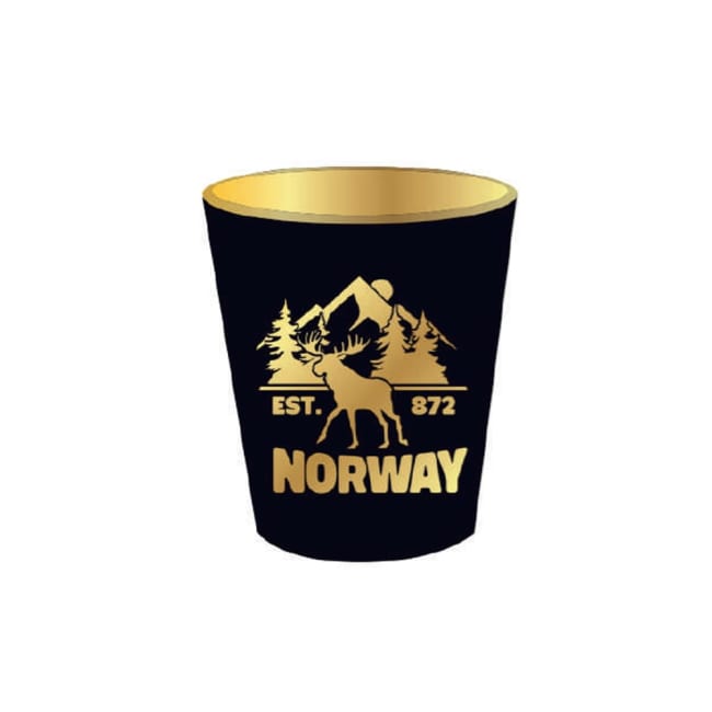 Shotglass elg Norway gull på svart