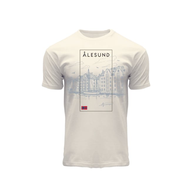 T-skjorte Ålesund pen sketch off-white