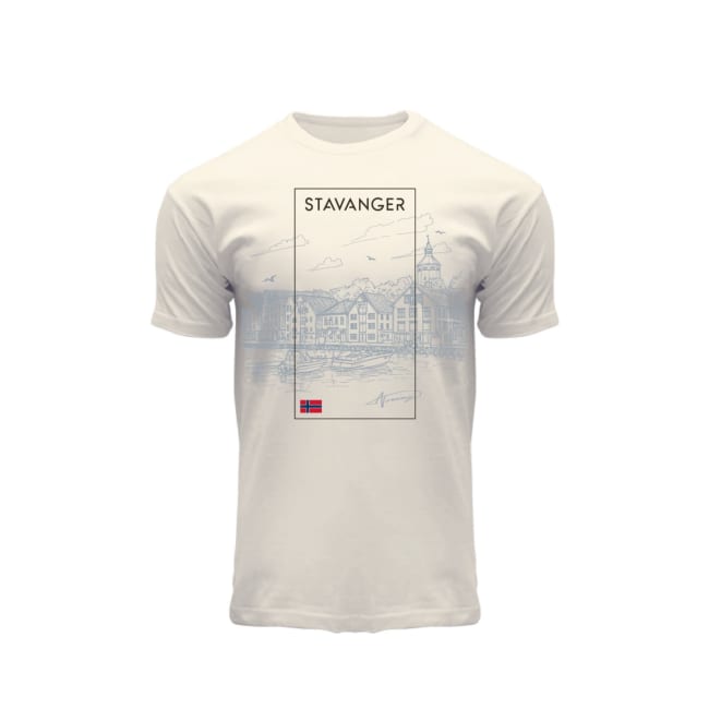T-skjorte Stavanger pen sketch off-white