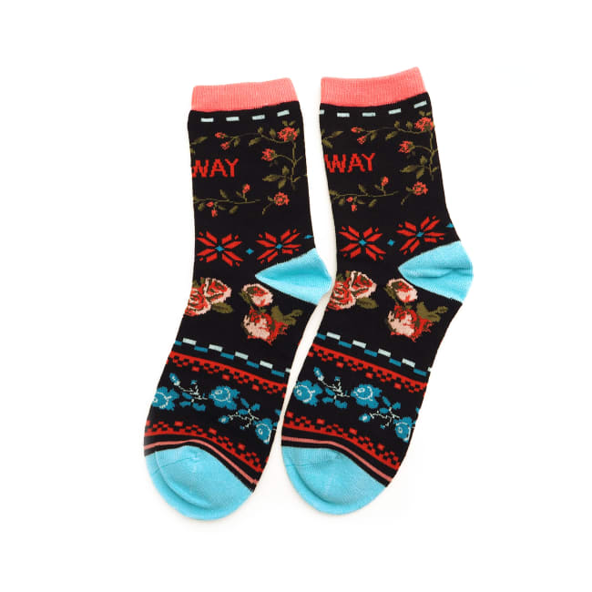 Sokkar blomster sort/blå str 38