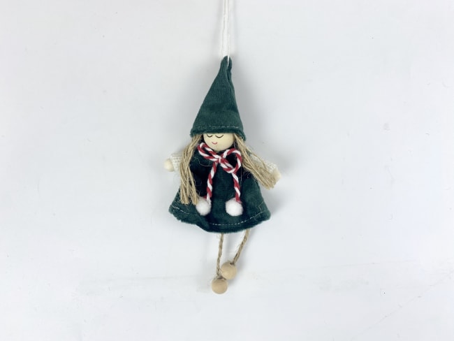 Hengepynt engel m/grå kjole dinglebein 13 cm