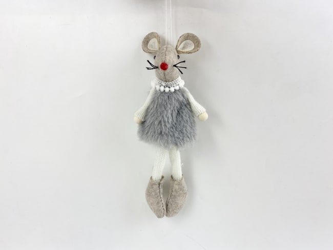 Hengepytn mus m/grå kjole dinglebein 22 cm