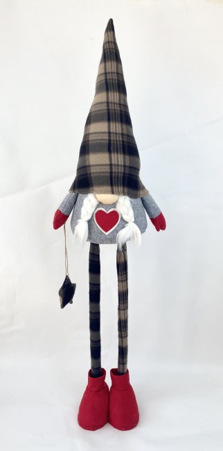 Nissekona grå m/rutete lue stjerne 83-130 cm