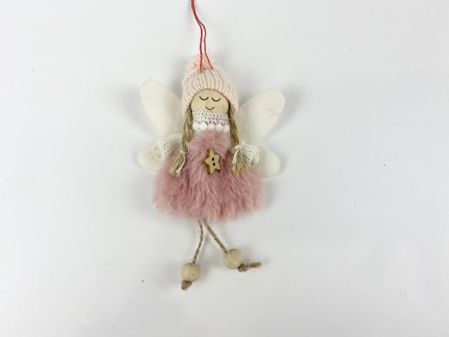 Hengepynt engel rosa m stjerne 16 cm