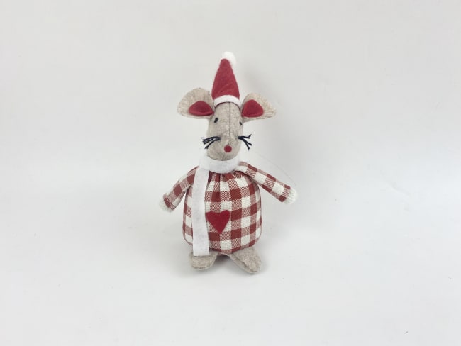 Julemus rød og hvit med hjerte 11,5 cm