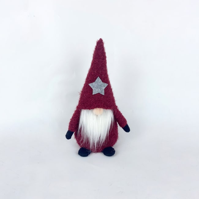 Nisse rød m/grå stjerne på luen 29cm Sinyee