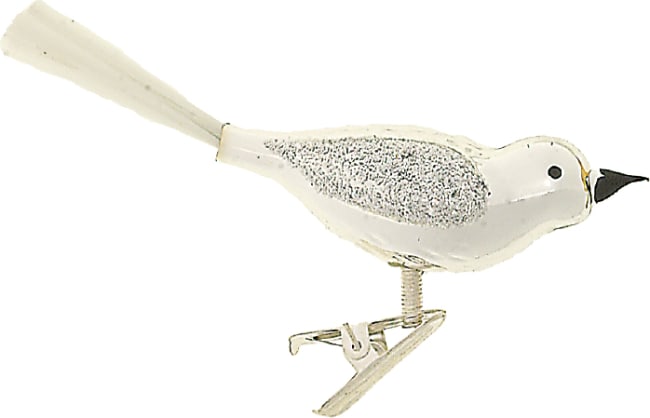 Fugl med klips sølv shiny