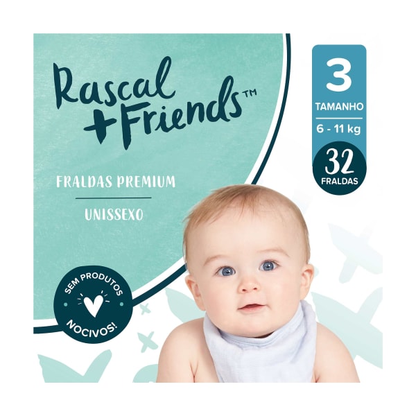 Mercadão - Pingo Doce: Fraldas Tamanho 3 (6-11 Kg) Rascal & Friends - 32 un