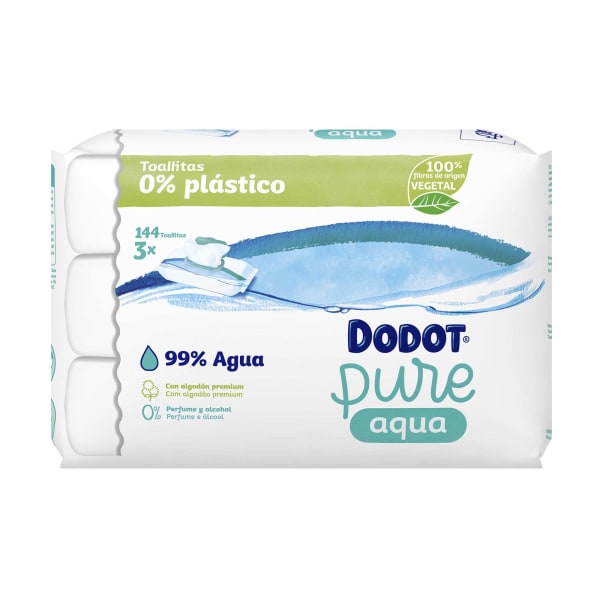 Mercadão - Pingo Doce Madeira: Toallitas Aqua Pure Dodot 3x48 - 144 uds 0%  Plástico