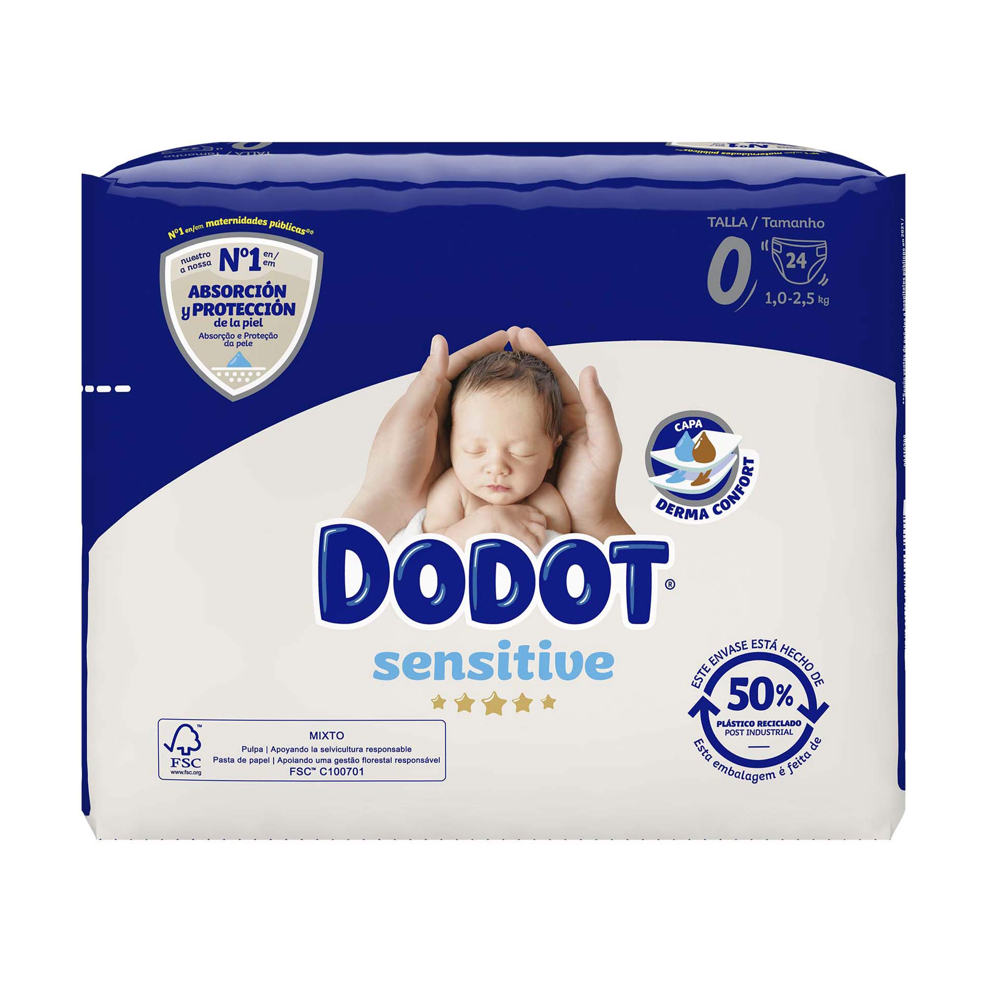 Dodot Sensitive Recém-Nascido T0 Fraldas < 3kg 24un.