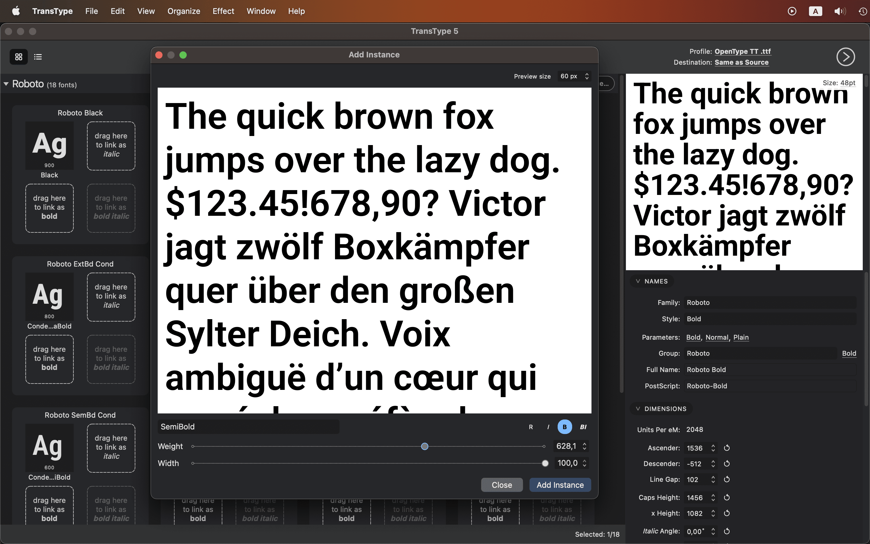 Add new variable font instance