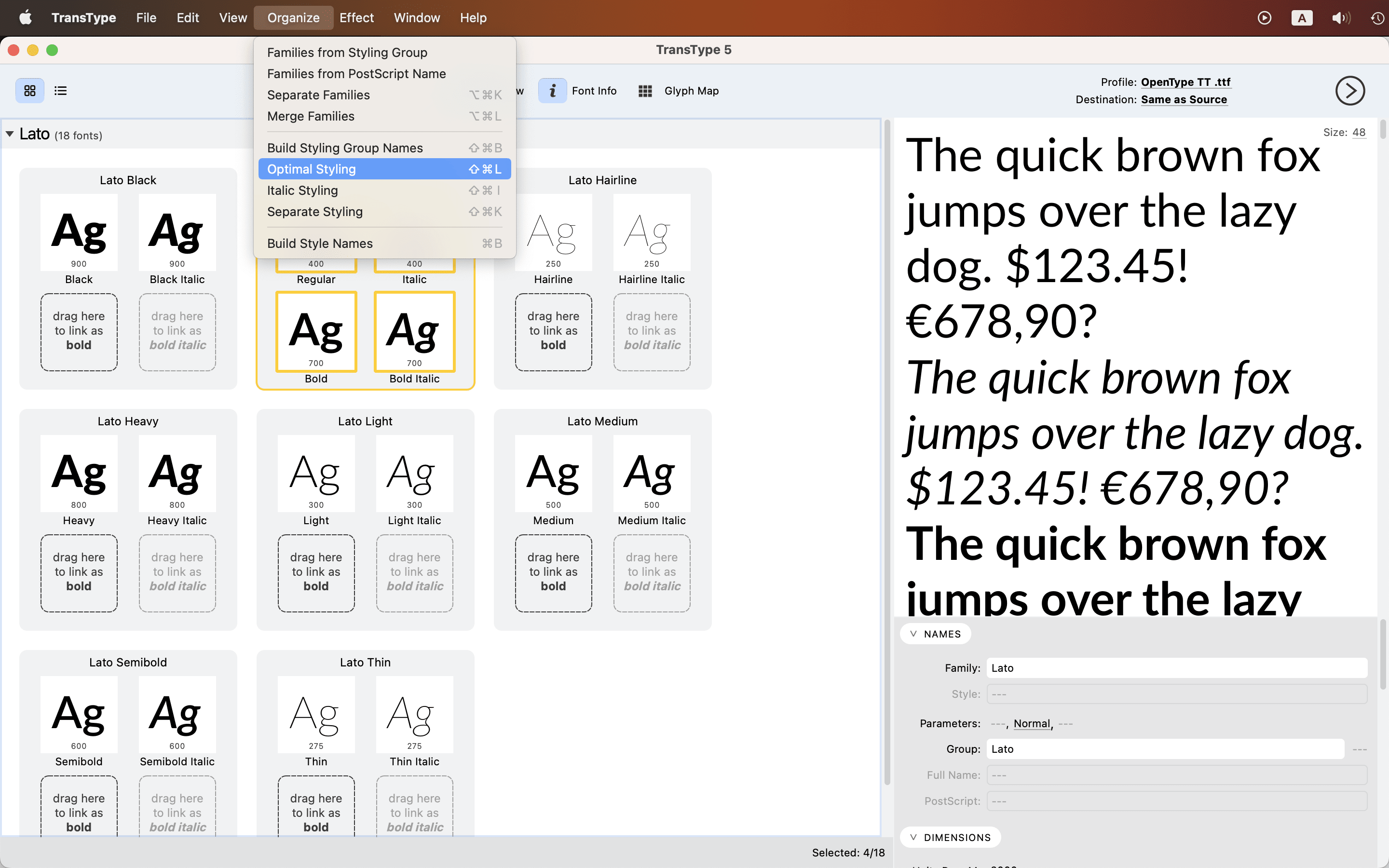 Automatically build names for styles, styling groups and families