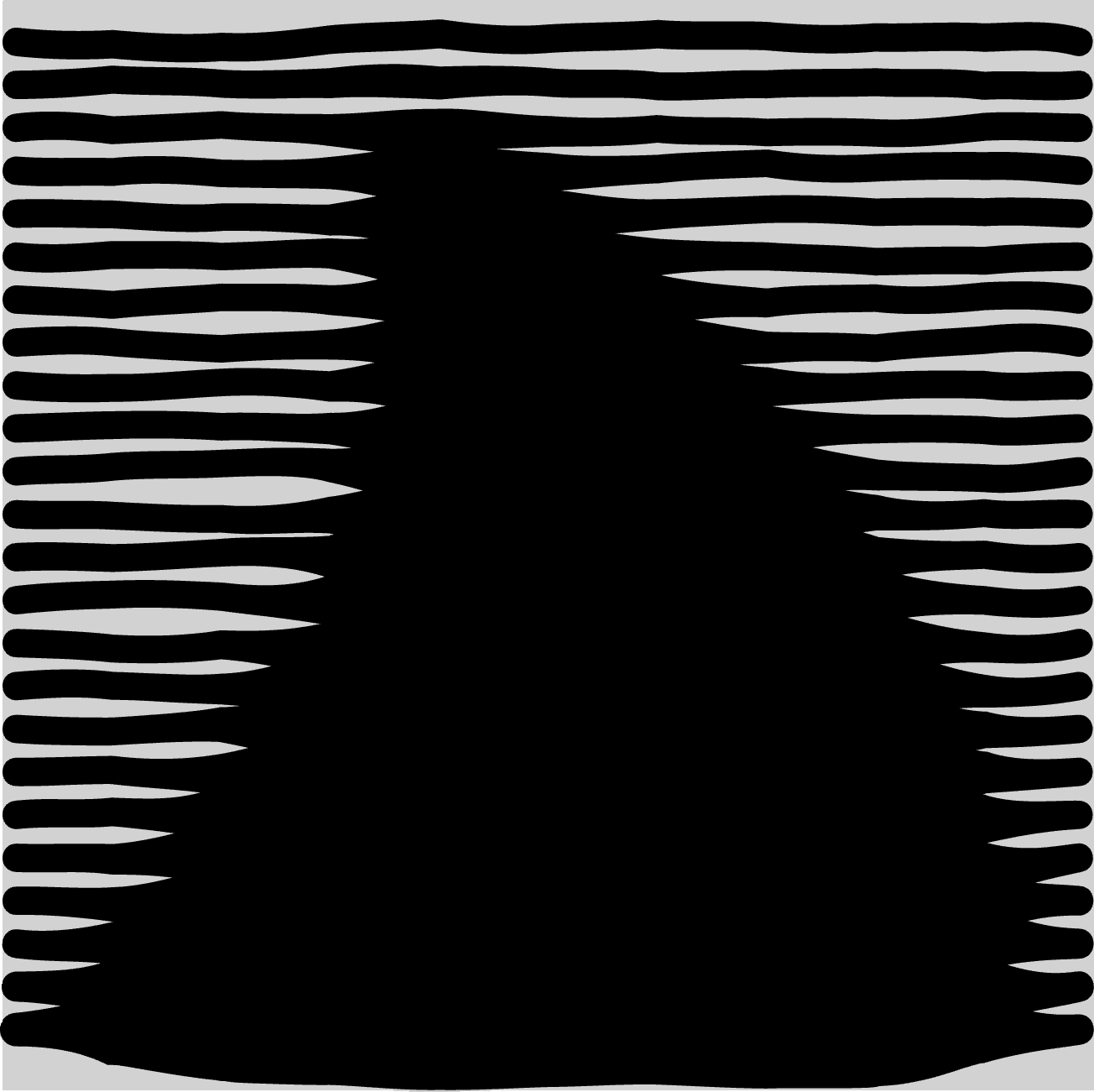 Linear fill bands raked across the flame