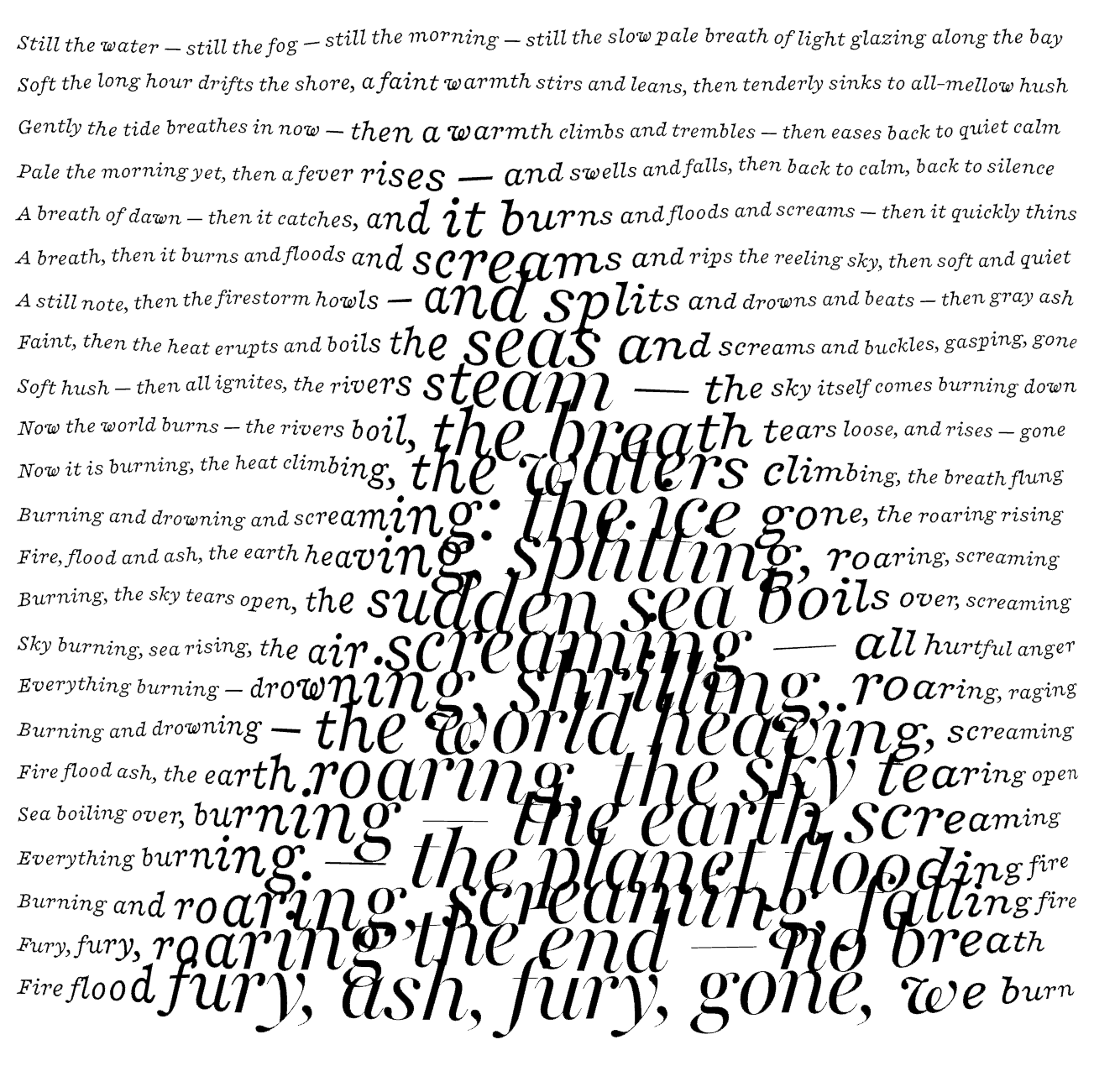 The poem set into the flame as a text fill