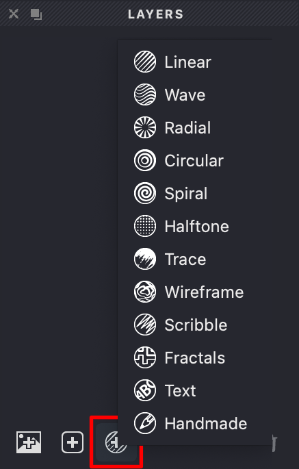 Add New Fill button in Layers Panel