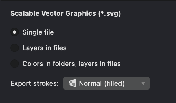 Vector export properties