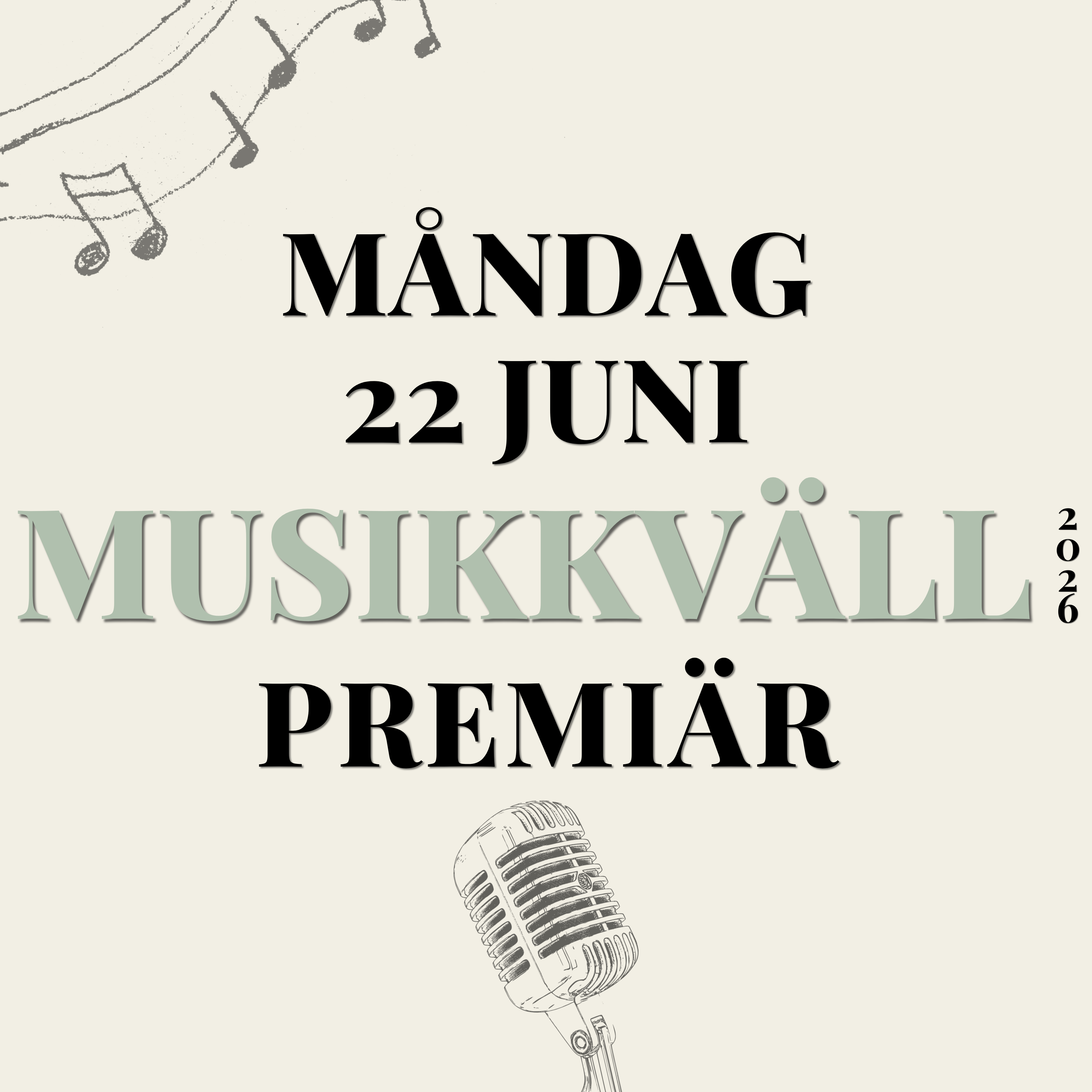 ÅRETS PREMIÄR - Bord vid Musikkväll - 2026 - Slottsträdgårdens Kafé