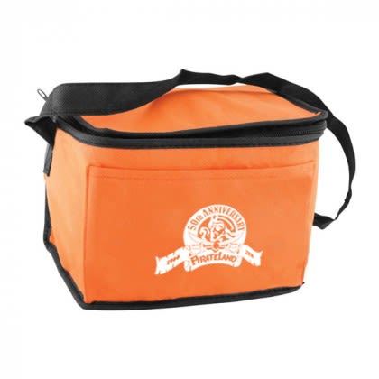 Orange  6 Pack Non-Woven Cooler Bags | Custom Non-Woven Six Pack Cooler Bags | Custom Logo Imprinted Lunch Bags