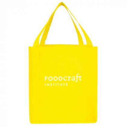 Logo Imprinted Reusable shopping bags- Saturn Jumbo Non-Woven Tote - Yellow