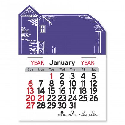 Economical Peel-N-Stick® Barn Calendar - Purple