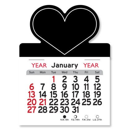 Peel-N-Stick® Calendar - Heart - Black