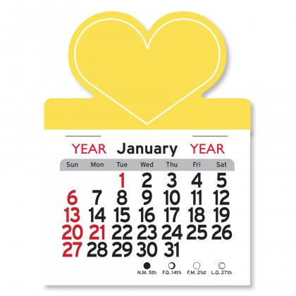 Peel-N-Stick® Calendar - Heart - Yellow