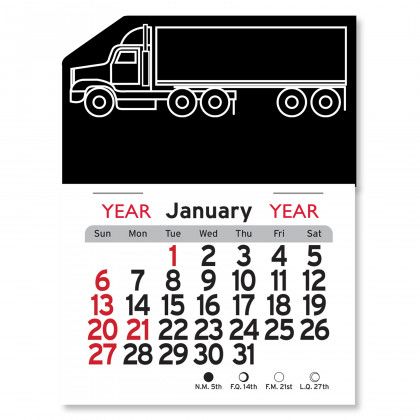 Peel-N-Stick® Calendar - Semi Truck - Black