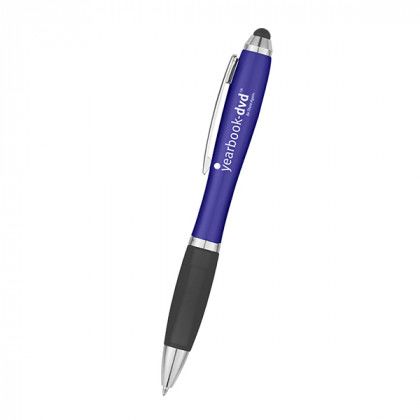 Custom Satin Stylus Pen - Blue with Black
