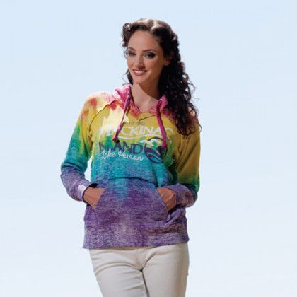 Courtney Burnout V-Notch | Promotional V-Notch Sweatshirts - Rainbow Stripe