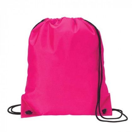 Wholesale Nylon Drawcord Bags | Colorful Nylon Promotional Sport Pack | Custom Nylon Drawstring Backpacks - Neon Pink